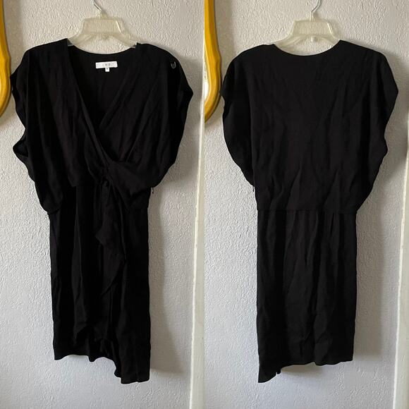 IRO PARIS Tralor Asymmetric Wrap Effect Crepe Mini Dress Size 8 Large - Picture 2 of 9
